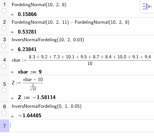 GeoGebra CAS-utregning