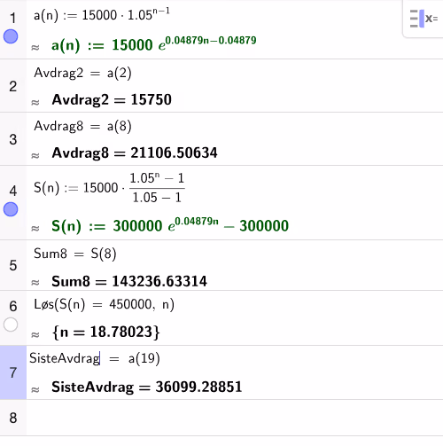 GeoGebra CAS – geometrisk rekke