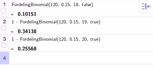 GeoGebra CAS – binomisk fordeling