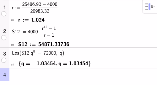 GeoGebra CAS – sparing med geometrisk rekke