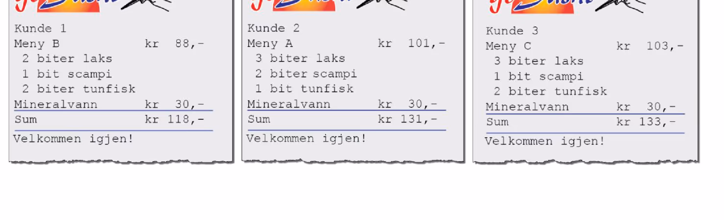 Sushi-kvitteringer