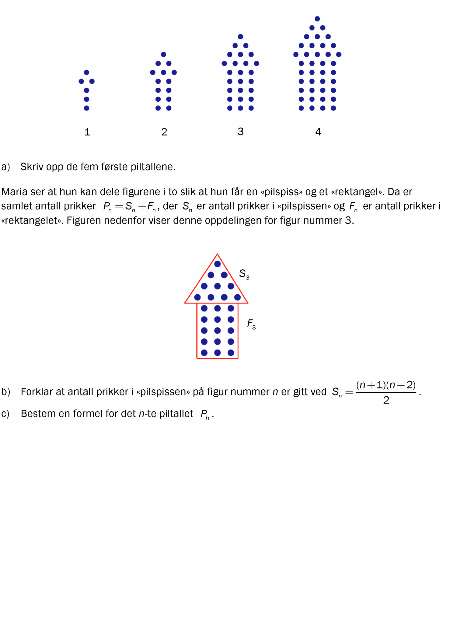Piltallene P_1 til P_4