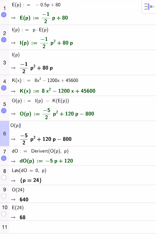CAS-utregning for a, b og c