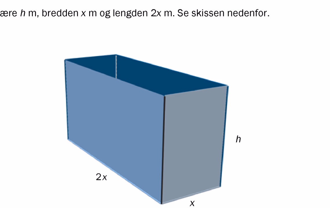 Skisse av container som rektangulært prisme