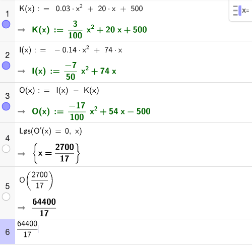 GeoGebra CAS: overskuddsfunksjon