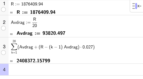 GeoGebra CAS: serielån sum